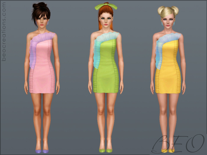 Dress with transparent frill for Sims 3 by BEO